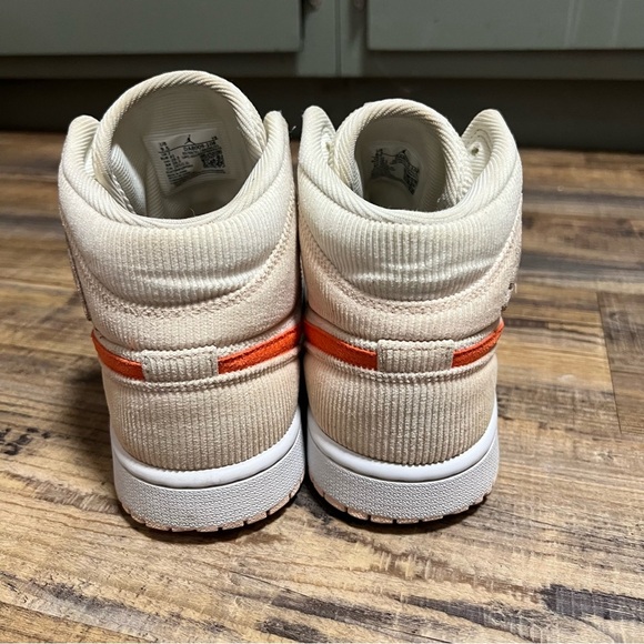 Jordan 1 Mid SE Sail Orange Quartz Corduroy Sneakers Womens Size 9.5 - Picture 5 of 10